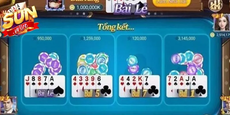 Cách chơi bài bull bull khi phân định thắng thua 