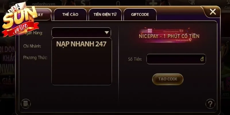 Tổng quan nạp tiền Sunwin qua nhiều kênh thanh toán 