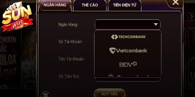 Rút tiền Sunwin qua 3 hình thức đơn giản 
